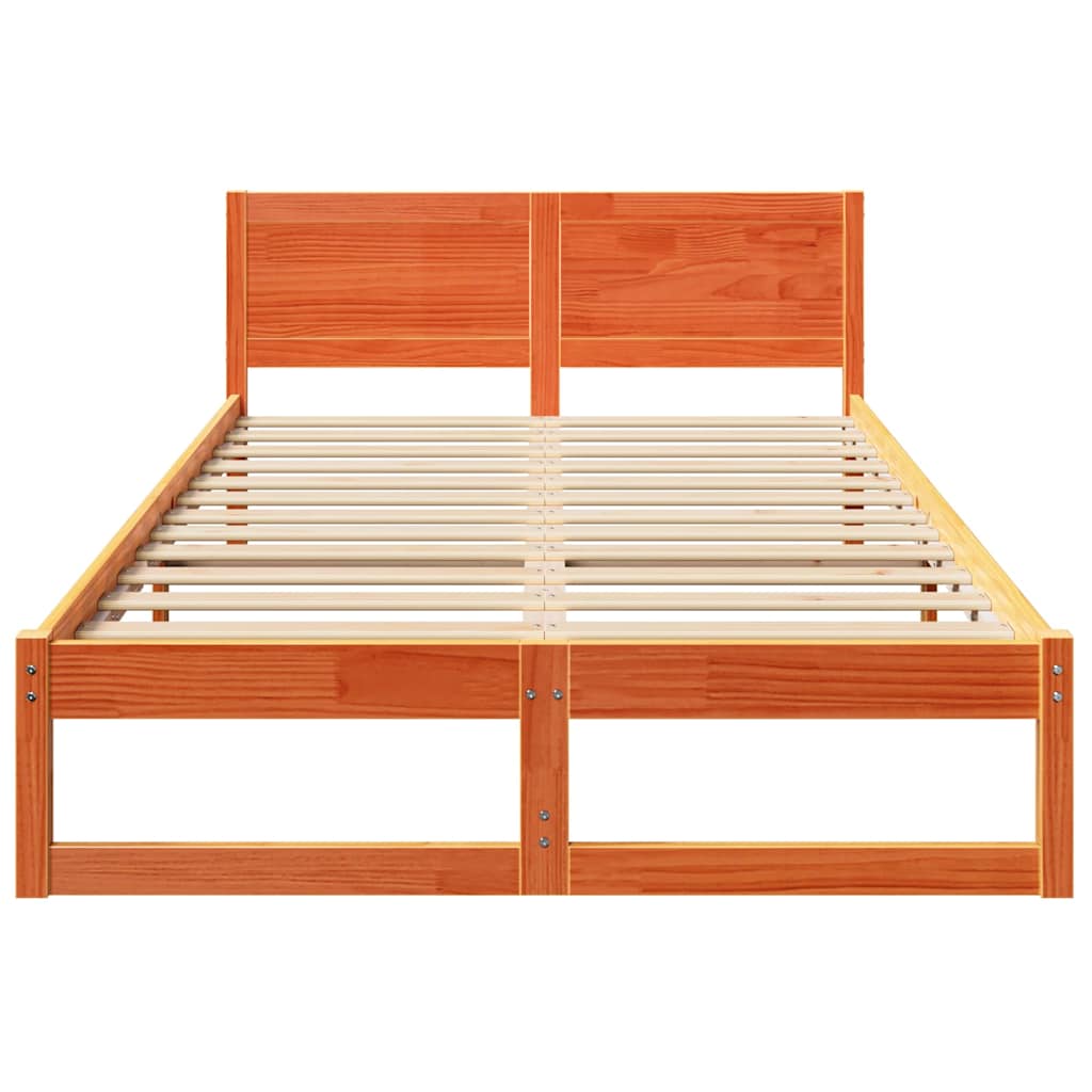 Cadre de lit avec tête de lit Brun cire 140 x 190 cm Pin massif - XIOS