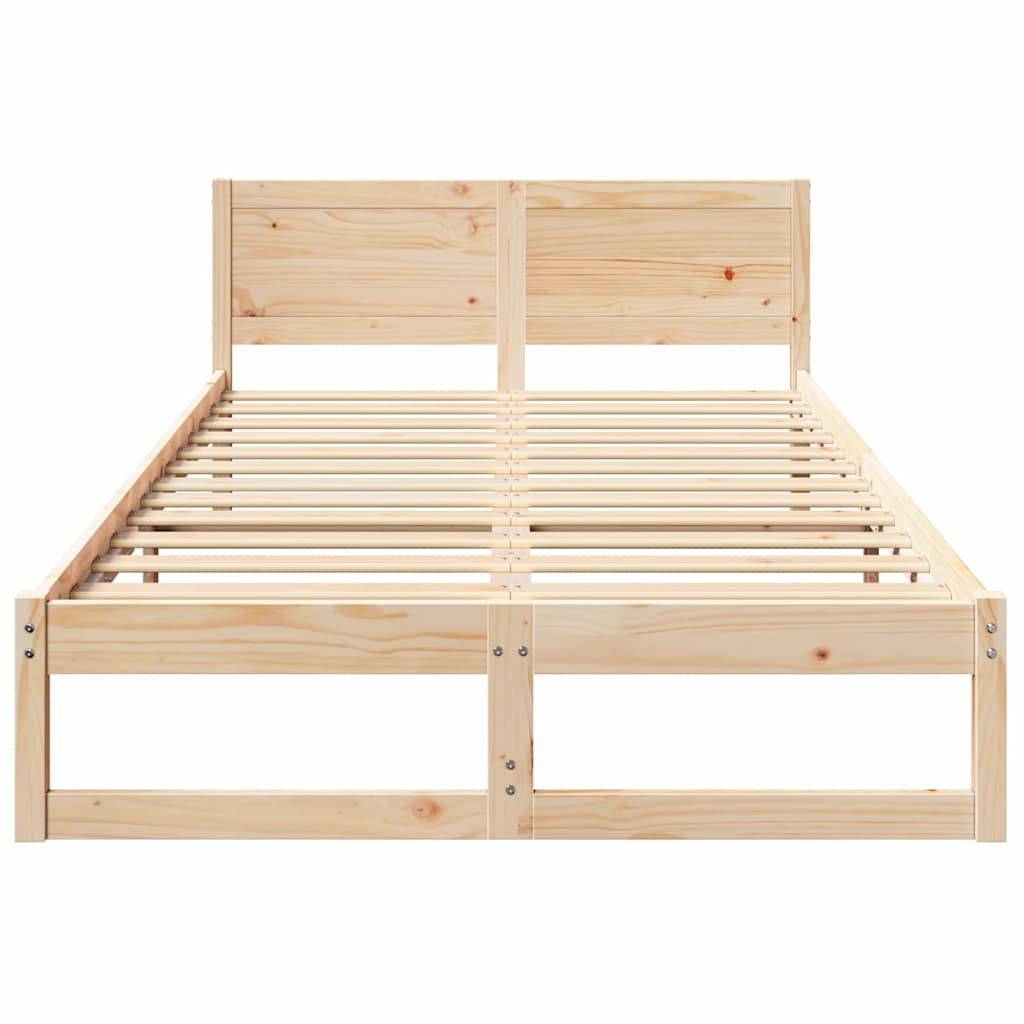 Cadre de lit avec tête de lit Naturel 135 x 190 cm Pin massif - XIOS