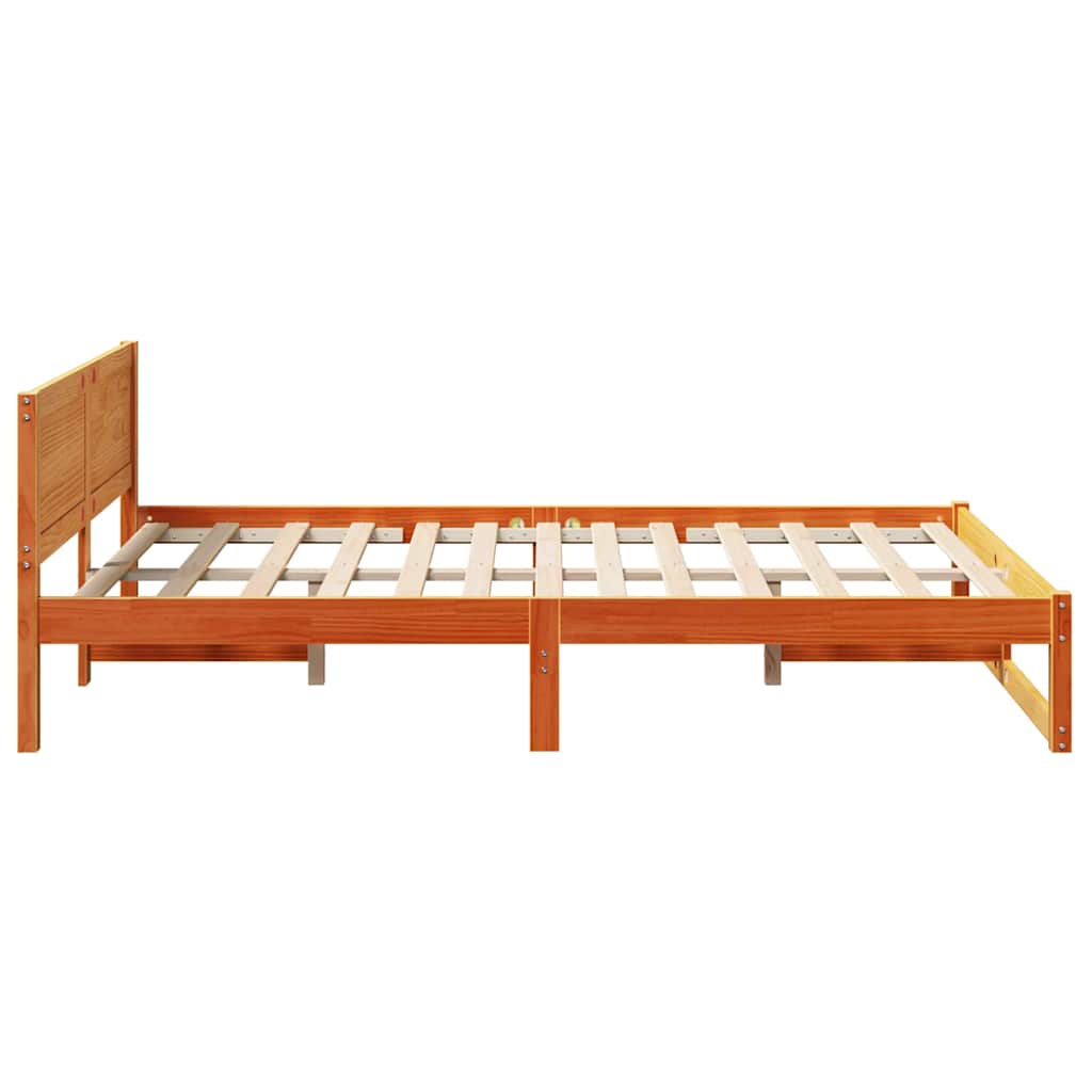 Cadre de lit avec tête de lit Brun cire 135 x 190 cm Pin massif - XIOS