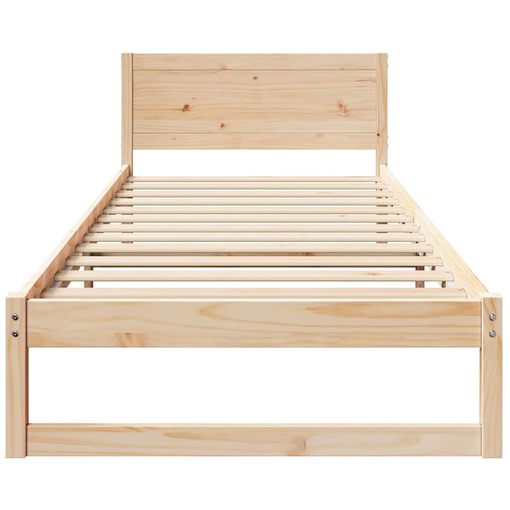 Cadre de lit avec tête de lit Naturel 100 x 200 cm Pin massif - XIOS