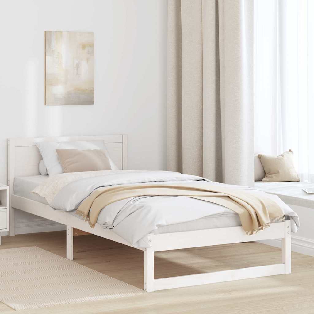 Cadre de lit avec tête de lit Blanc 100 x 200 cm Pin massif - XIOS