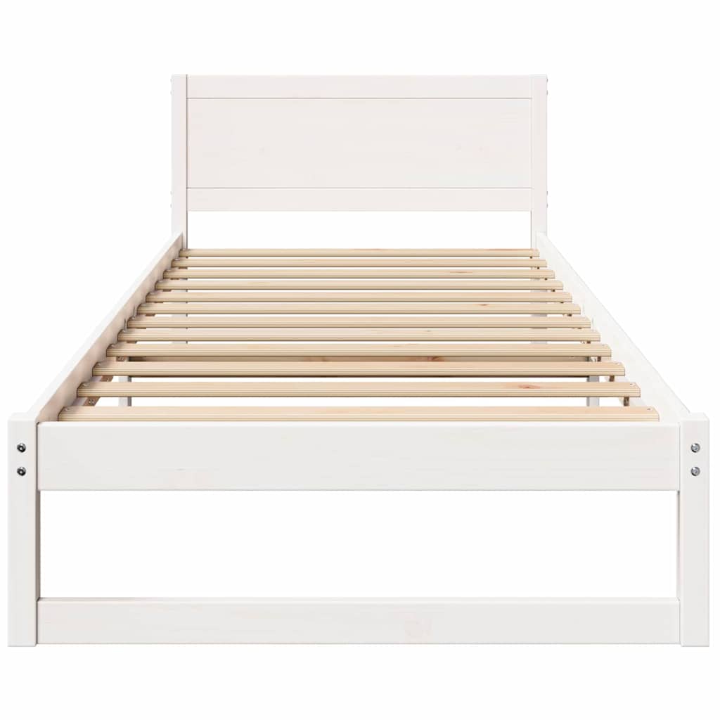 Cadre de lit avec tête de lit Blanc 90 x 200 cm Pin massif - XIOS
