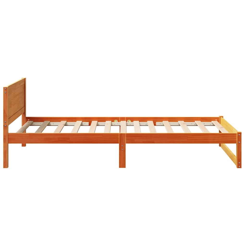 Cadre de lit avec tête de lit Brun cire 90 x 200 cm Pin massif - XIOS