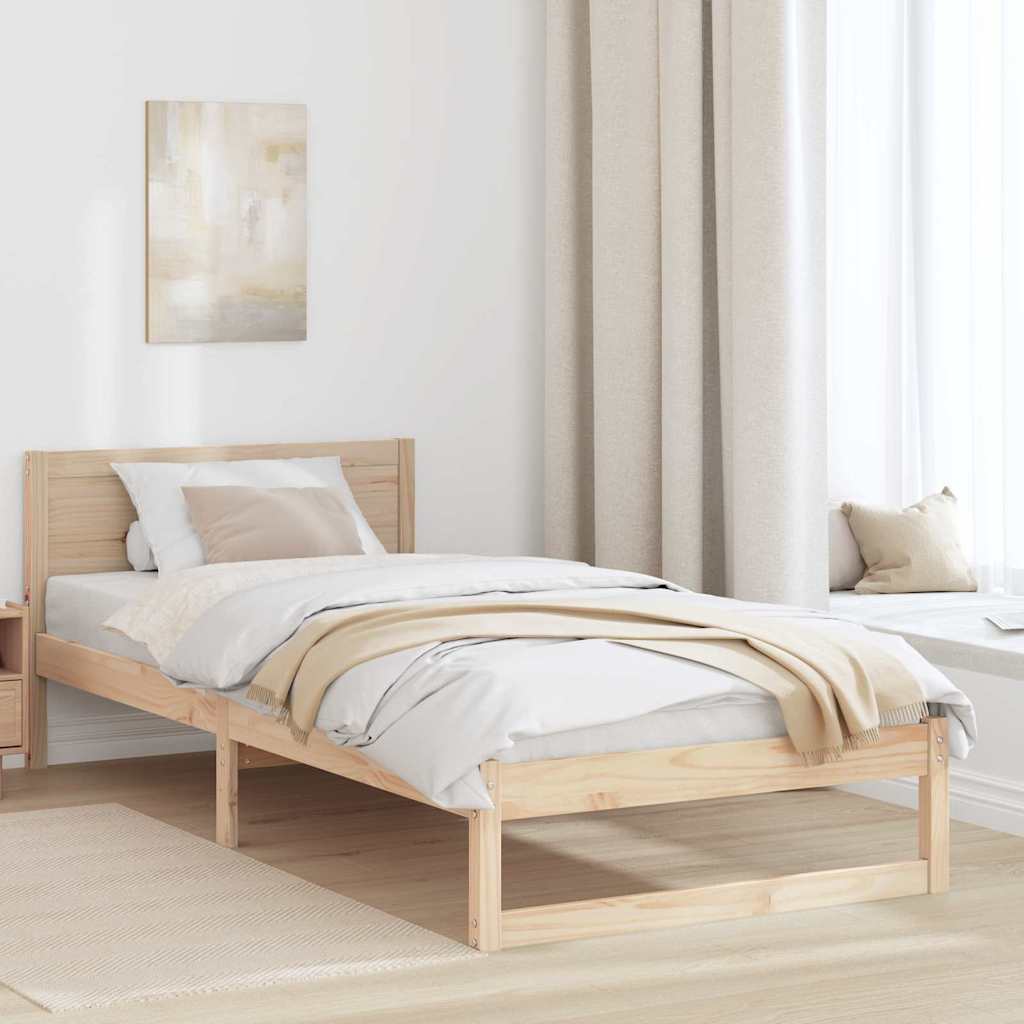 Cadre de lit avec tête de lit Naturel 80 x 200 cm Pin massif - XIOS