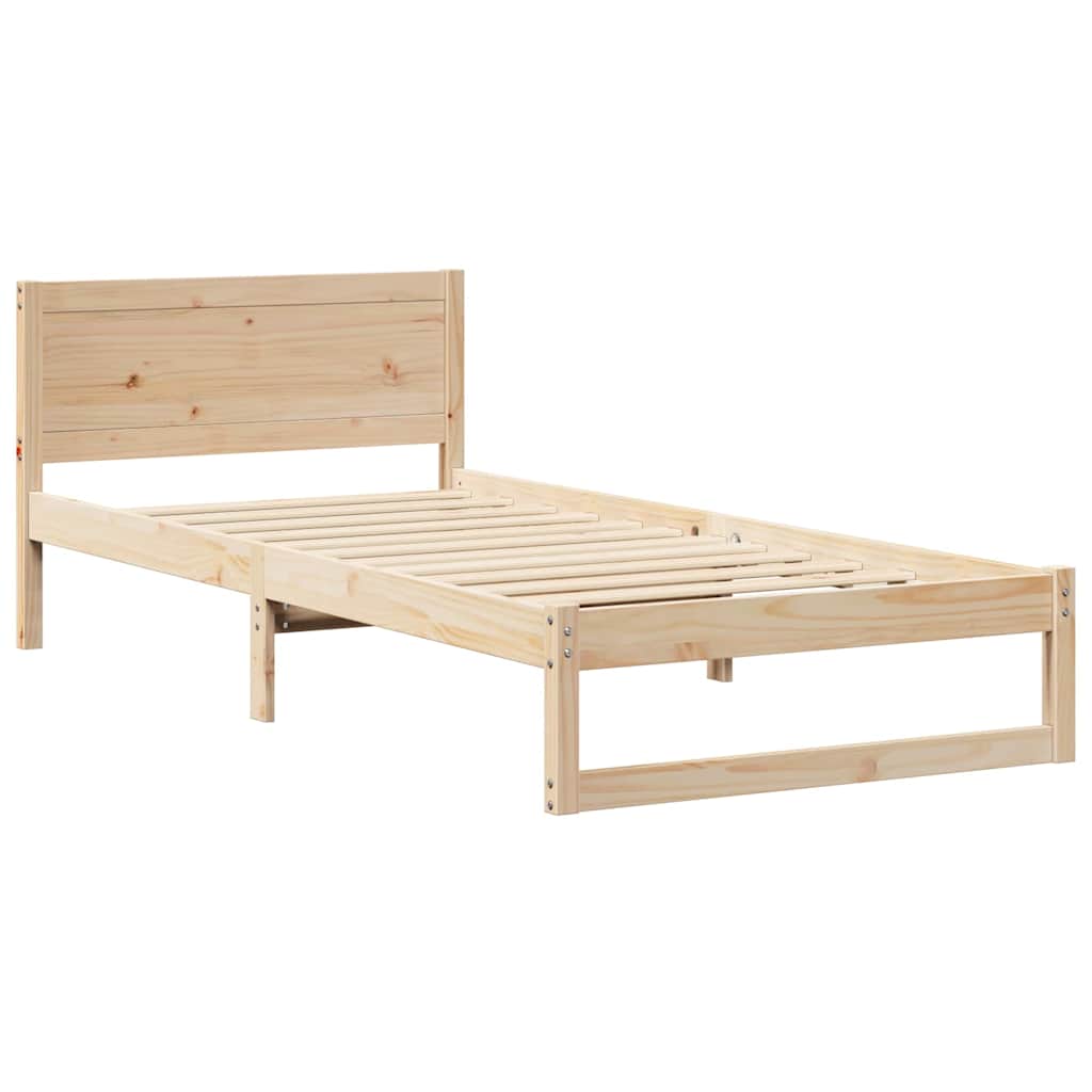 Cadre de lit avec tête de lit Naturel 90 x 190 cm Pin massif - XIOS