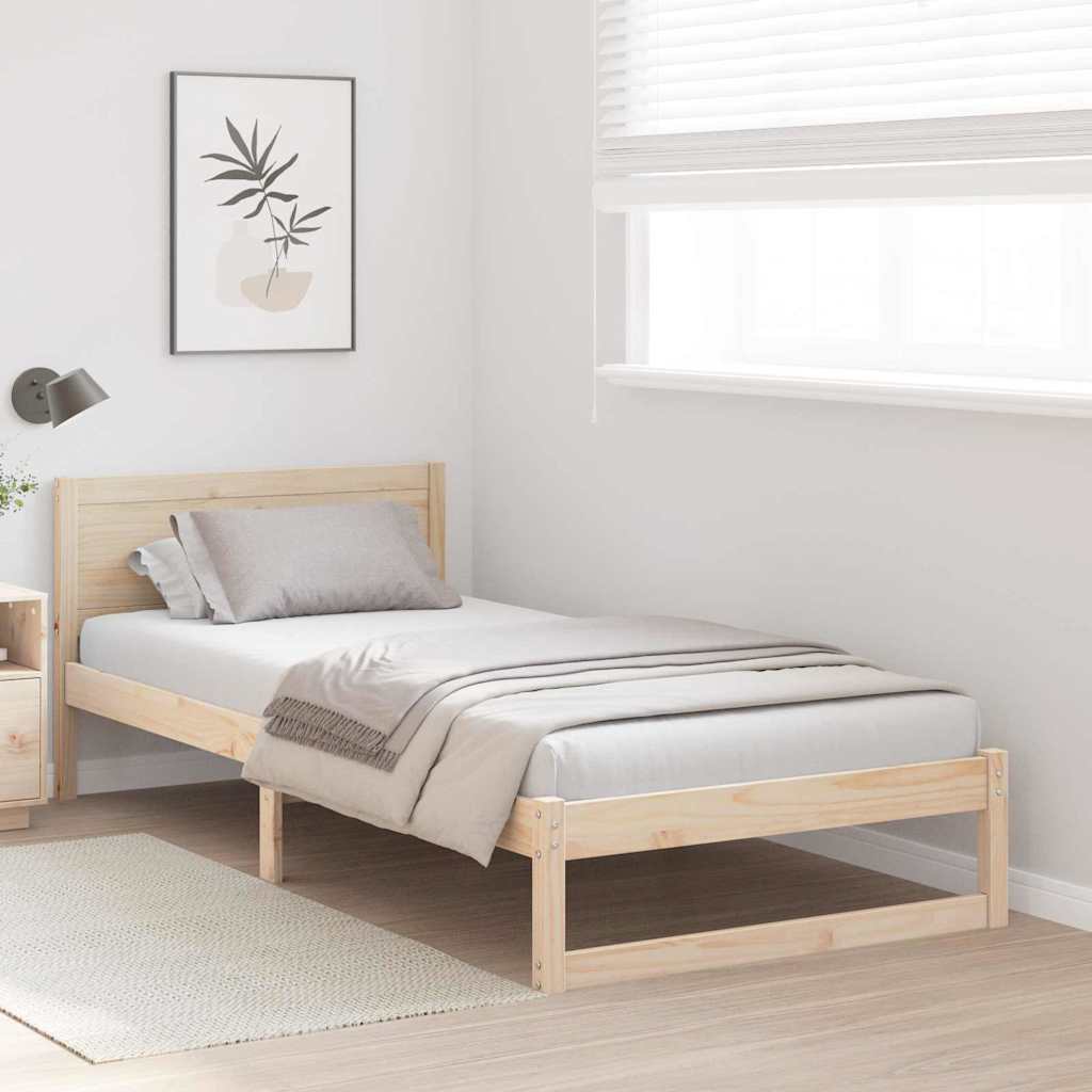 Cadre de lit avec tête de lit Naturel 75 x 190 cm Pin massif - XIOS