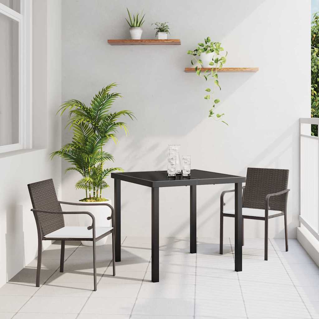 Ensemble de salle à manger pour jardin 3 pcs Marron et Noir - XIOS