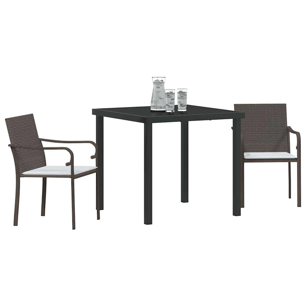 Ensemble de salle à manger pour jardin 3 pcs Marron et Noir - XIOS