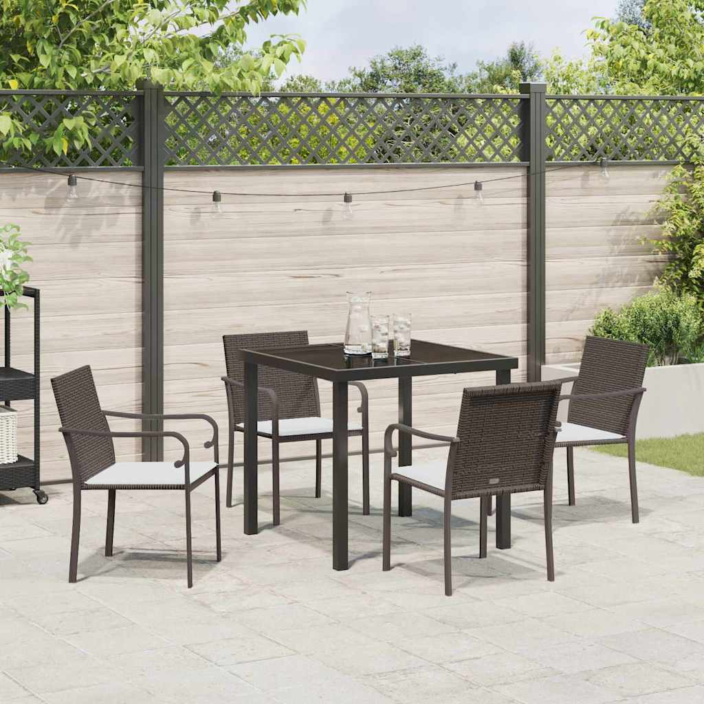 Ensemble de salle à manger pour jardin 5 pcs Marron et Noir - XIOS