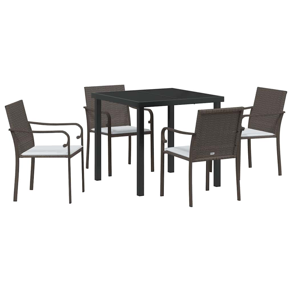 Ensemble de salle à manger pour jardin 5 pcs Marron et Noir - XIOS