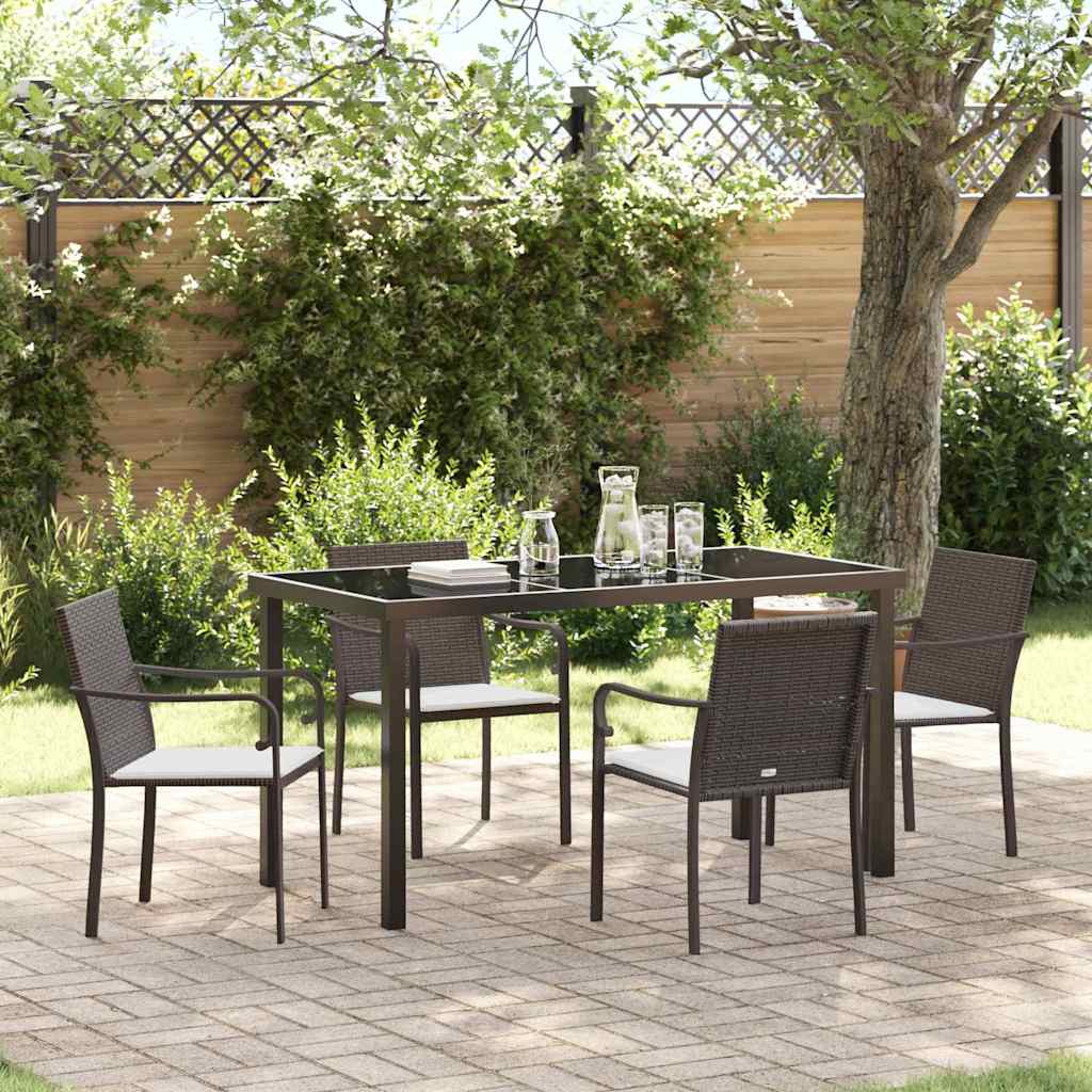 Ensemble de salle à manger pour jardin 5 pcs Marron et Noir - XIOS