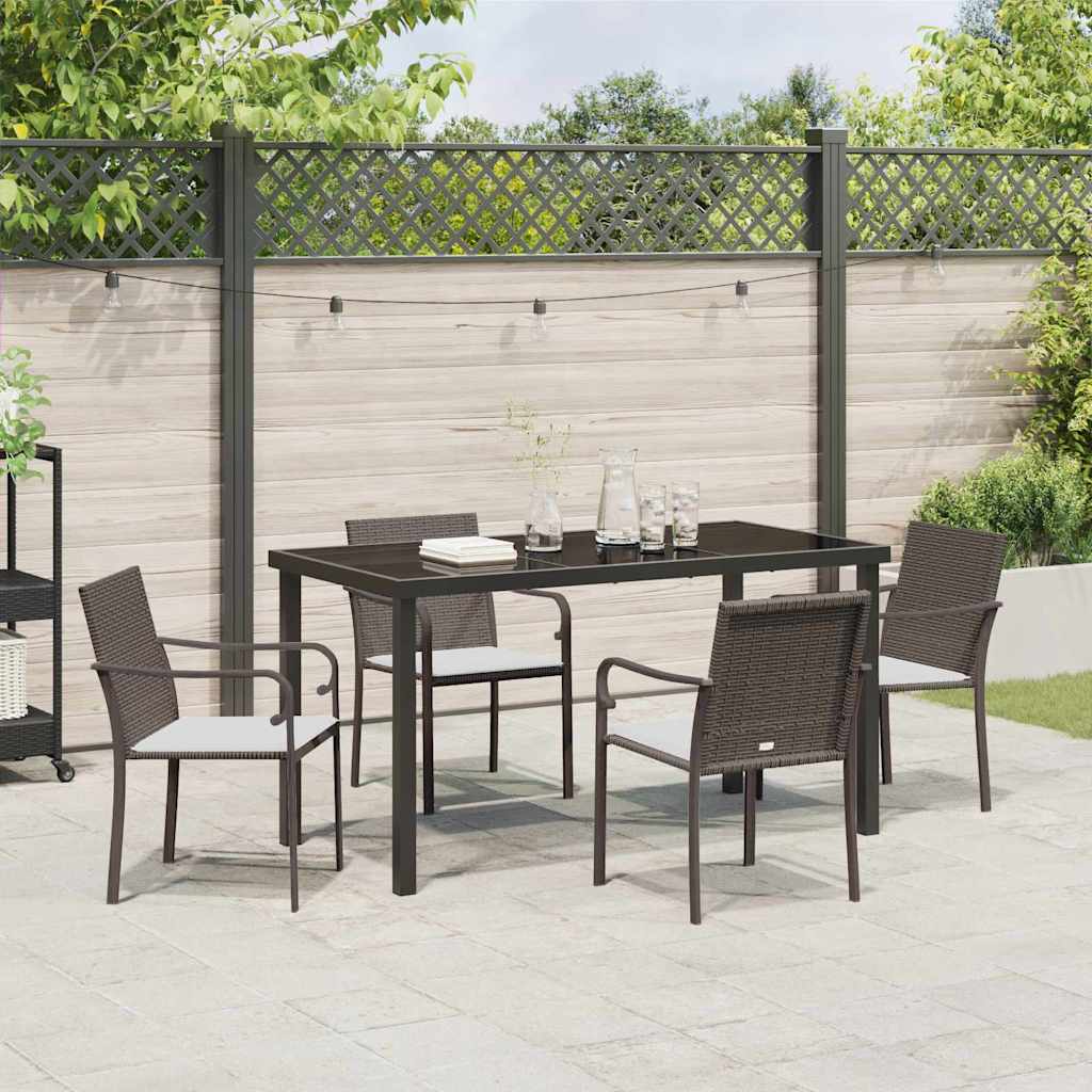 Ensemble de salle à manger pour jardin 5 pcs Marron et Noir - XIOS