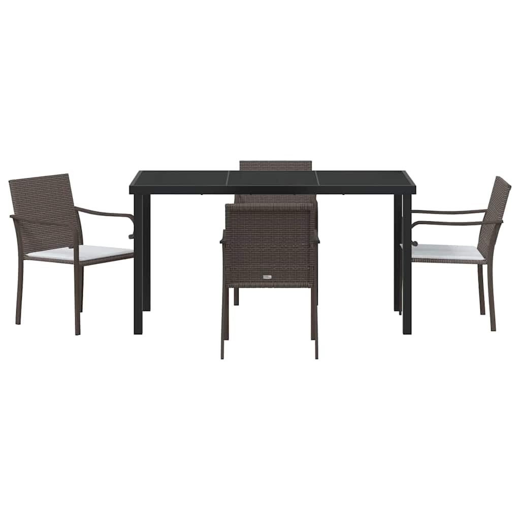 Ensemble de salle à manger pour jardin 5 pcs Marron et Noir - XIOS