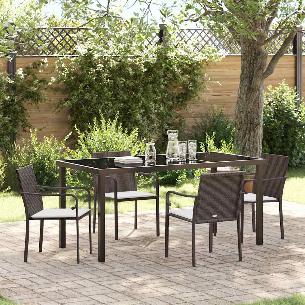 Ensemble de salle à manger pour jardin 5 pcs Marron et Noir - XIOS