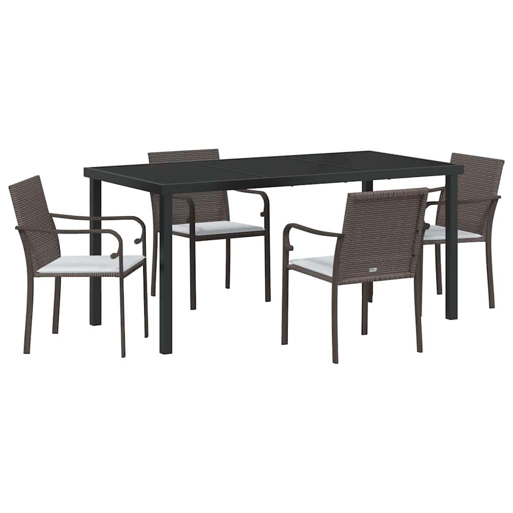 Ensemble de salle à manger pour jardin 5 pcs Marron et Noir - XIOS