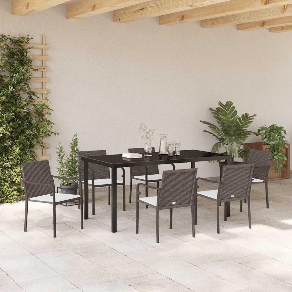 Ensemble de salle à manger pour jardin 7 pcs Marron et Noir - XIOS