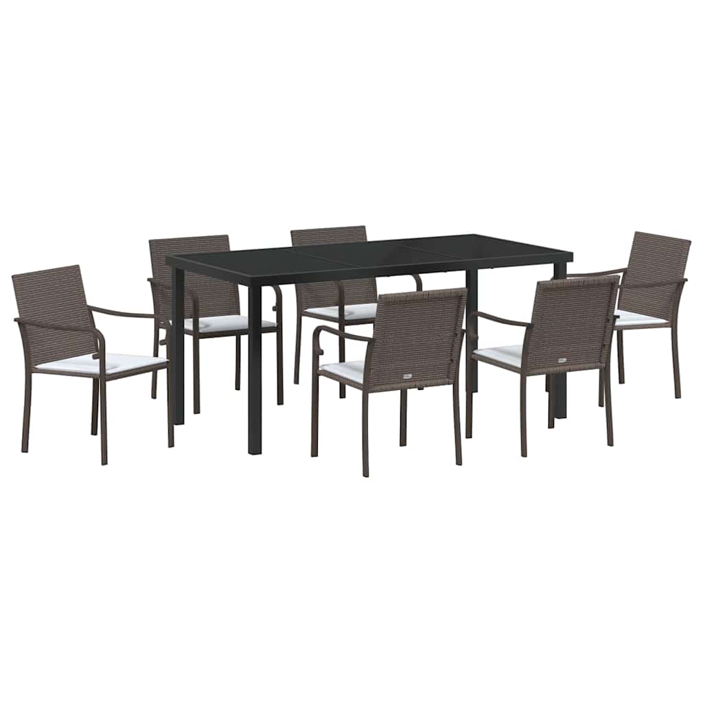 Ensemble de salle à manger pour jardin 7 pcs Marron et Noir - XIOS