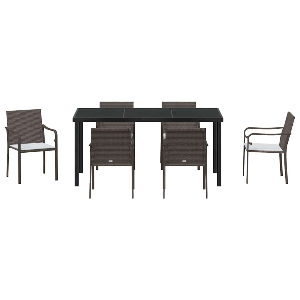 Ensemble de salle à manger pour jardin 7 pcs Marron et Noir - XIOS