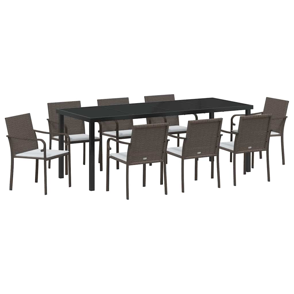 Ensemble de salle à manger pour jardin 9 pcs Marron et Noir - XIOS