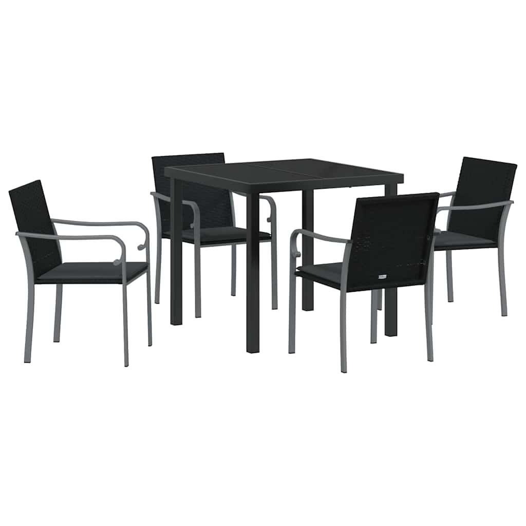 Ensemble de salle à manger pour jardin 5 pcs Noir et gris - XIOS