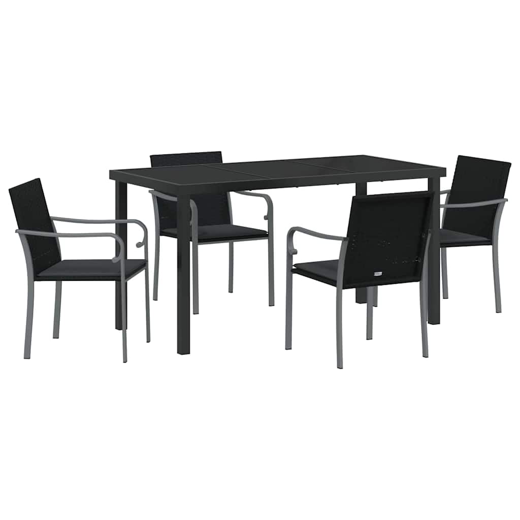 Ensemble de salle à manger pour jardin 5 pcs Noir et gris - XIOS