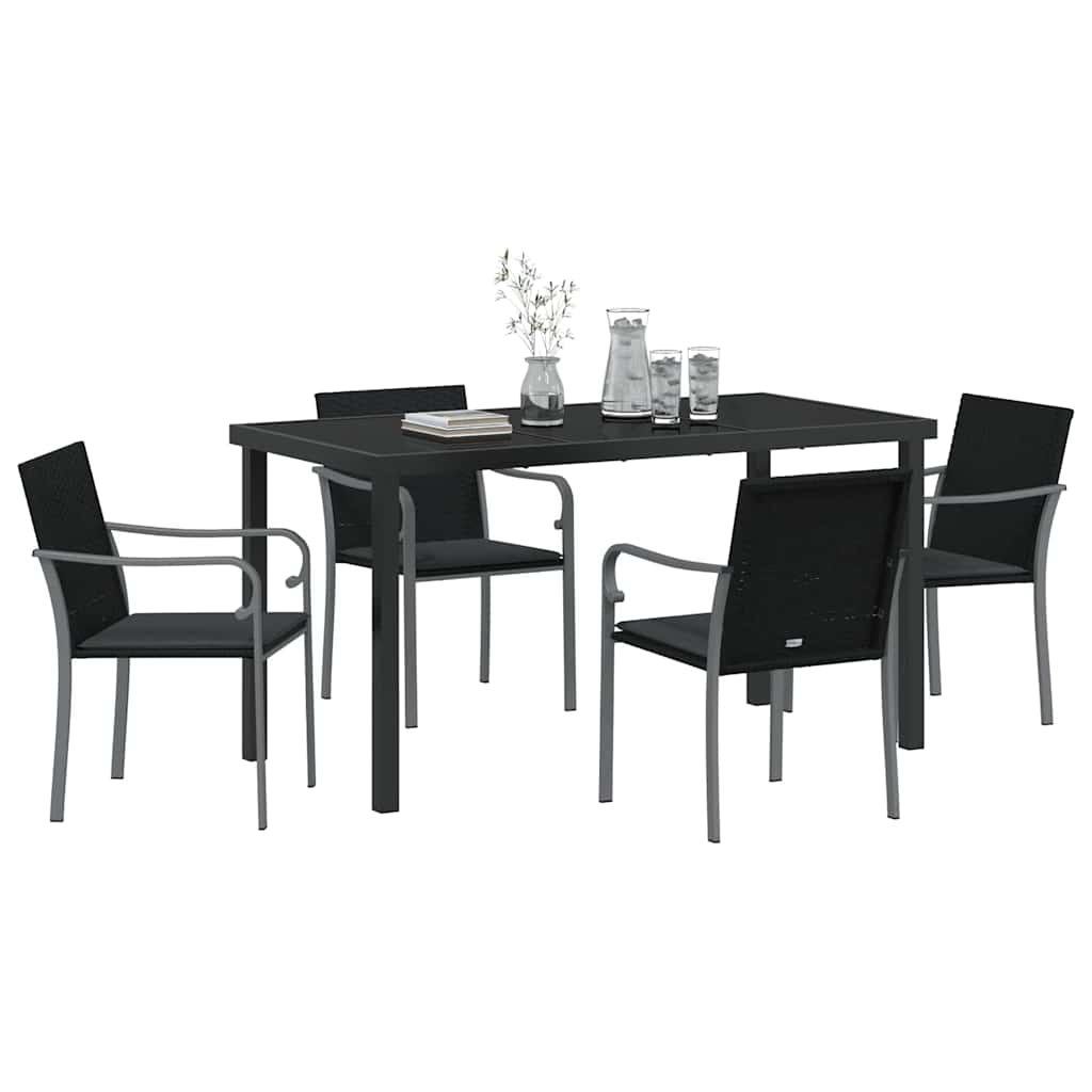 Ensemble de salle à manger pour jardin 5 pcs Noir et gris - XIOS