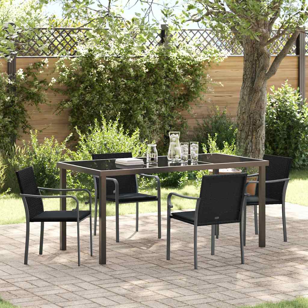 Ensemble de salle à manger pour jardin 5 pcs Noir et gris - XIOS
