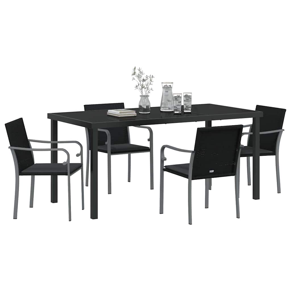 Ensemble de salle à manger pour jardin 5 pcs Noir et gris - XIOS
