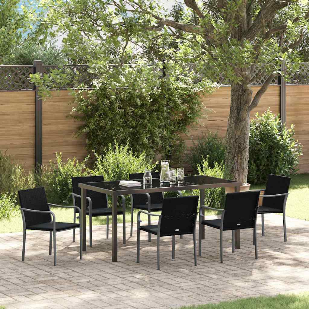 Ensemble de salle à manger pour jardin 7 pcs Noir et gris - XIOS