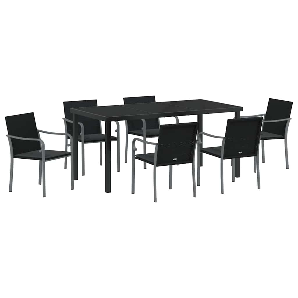 Ensemble de salle à manger pour jardin 7 pcs Noir et gris - XIOS
