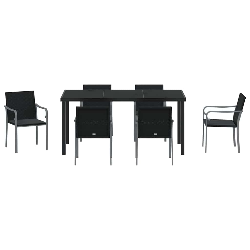 Ensemble de salle à manger pour jardin 7 pcs Noir et gris - XIOS