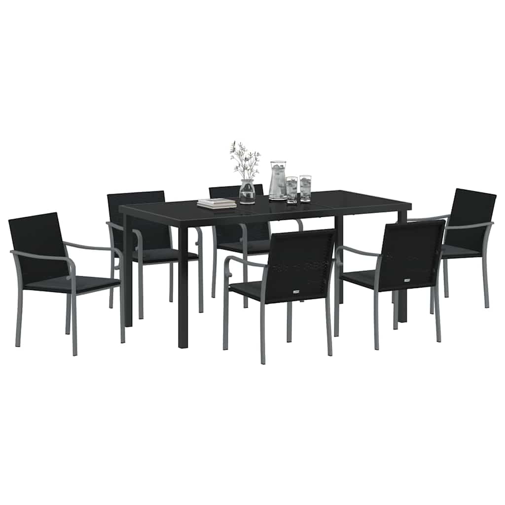 Ensemble de salle à manger pour jardin 7 pcs Noir et gris - XIOS
