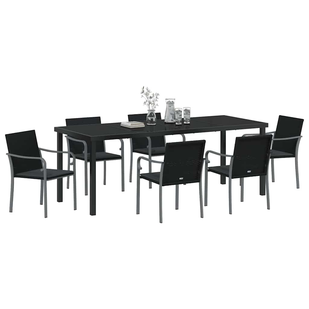 Ensemble de salle à manger pour jardin 7 pcs Noir et gris - XIOS