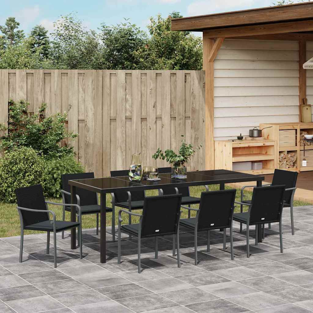 Ensemble de salle à manger pour jardin 9 pcs Noir et gris - XIOS