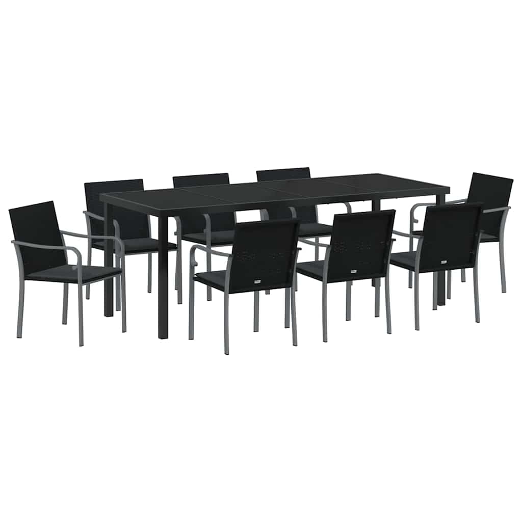Ensemble de salle à manger pour jardin 9 pcs Noir et gris - XIOS