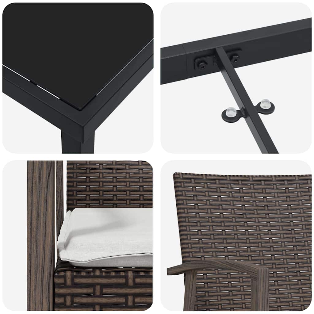 Ensemble de salle à manger pour jardin 3 pcs Marron et Noir - XIOS