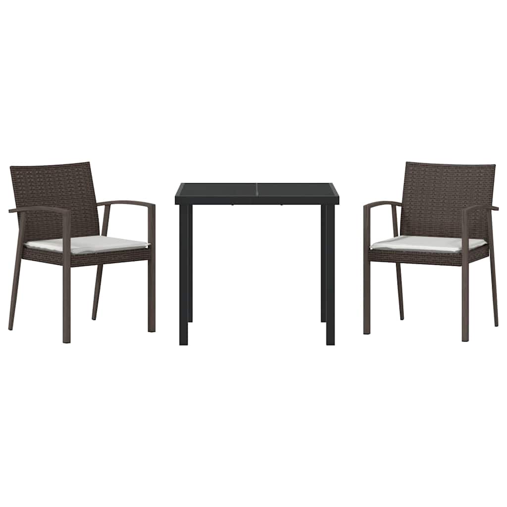 Ensemble de salle à manger pour jardin 3 pcs Marron et Noir - XIOS