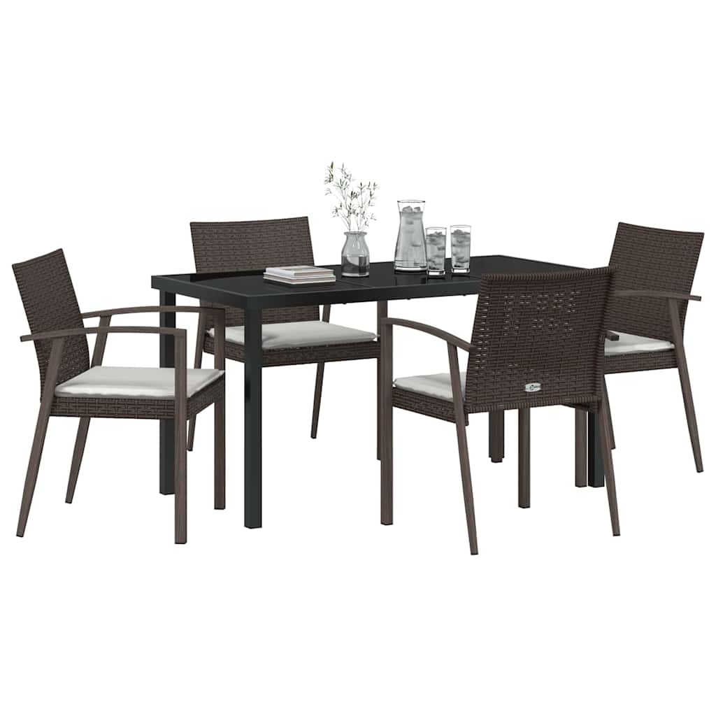 Ensemble de salle à manger pour jardin 5 pc Marron et Noir - XIOS