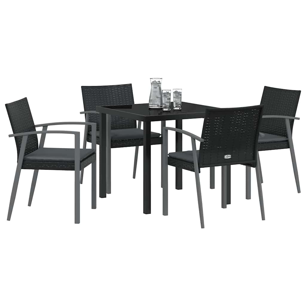 Ensemble de salle à manger pour jardin 5 pcs Noir et gris - XIOS