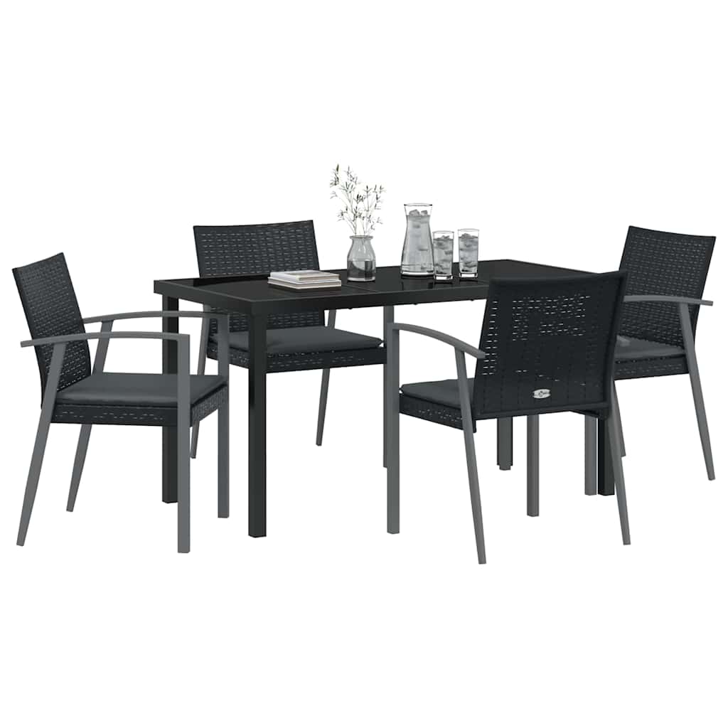 Ensemble de salle à manger pour jardin 5 pcs Noir et gris - XIOS