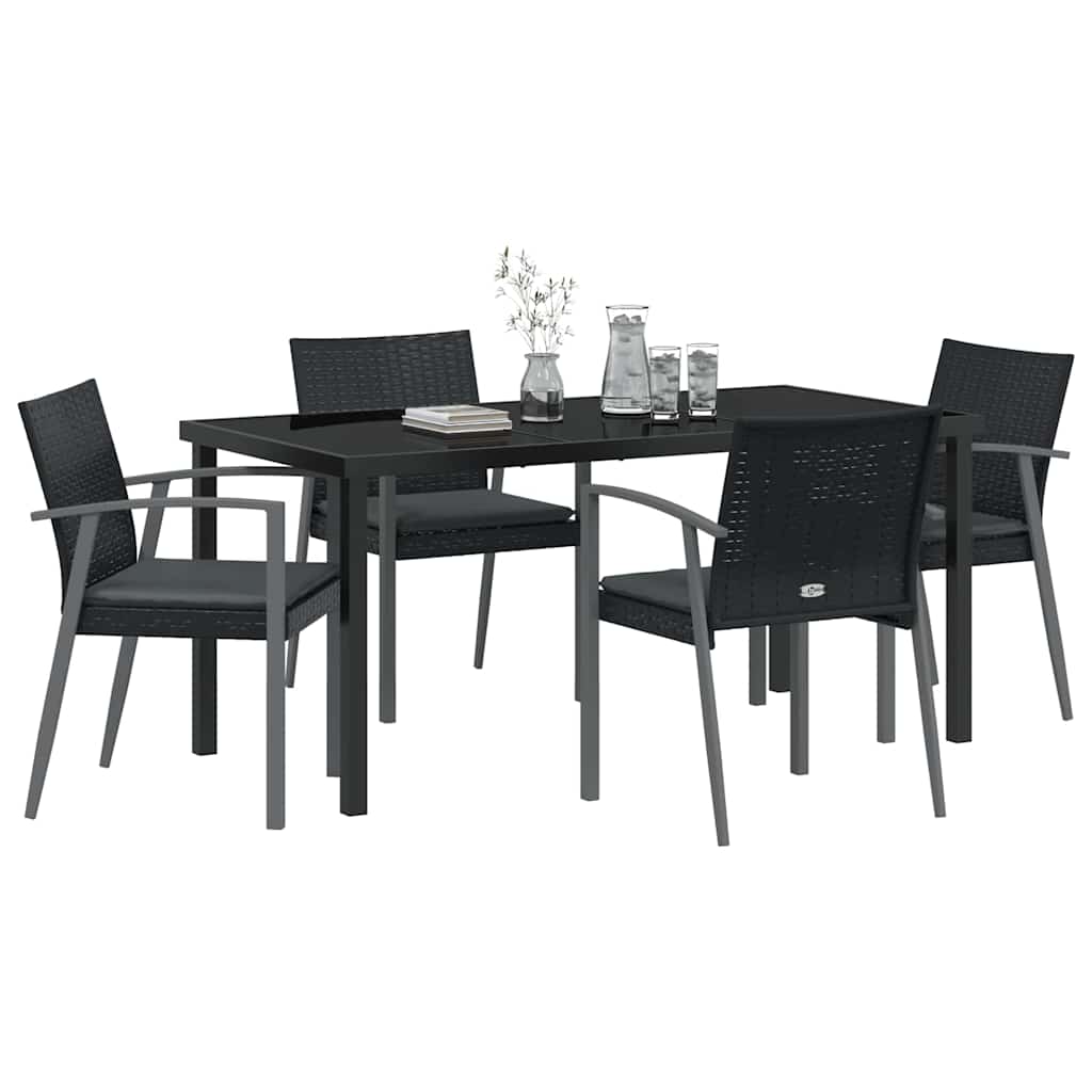 Ensemble de salle à manger pour jardin 5 pcs Noir et gris - XIOS