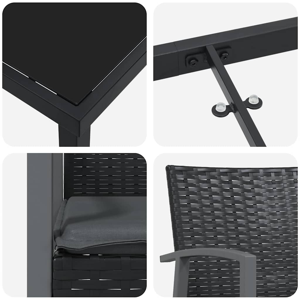 Ensemble de salle à manger pour jardin 7 pcs Noir et gris - XIOS