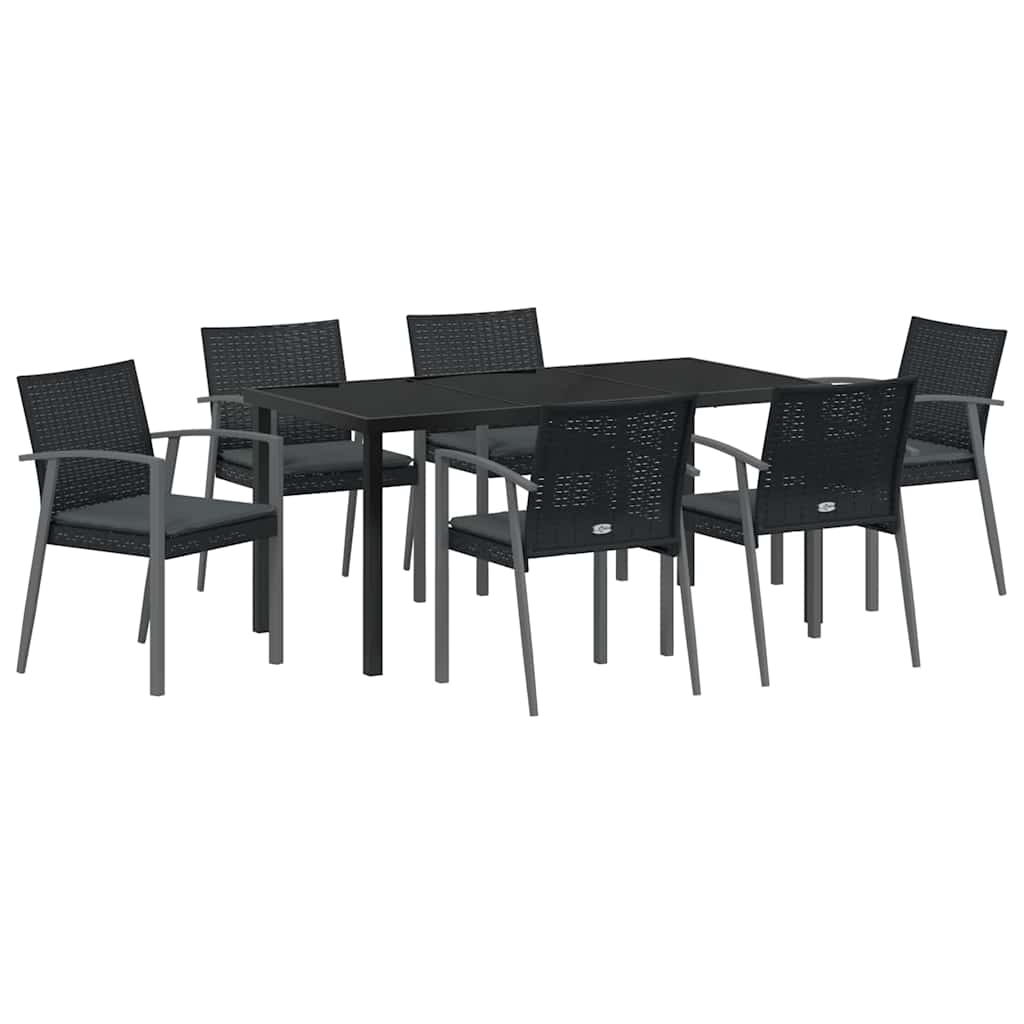 Ensemble de salle à manger pour jardin 7 pcs Noir et gris - XIOS