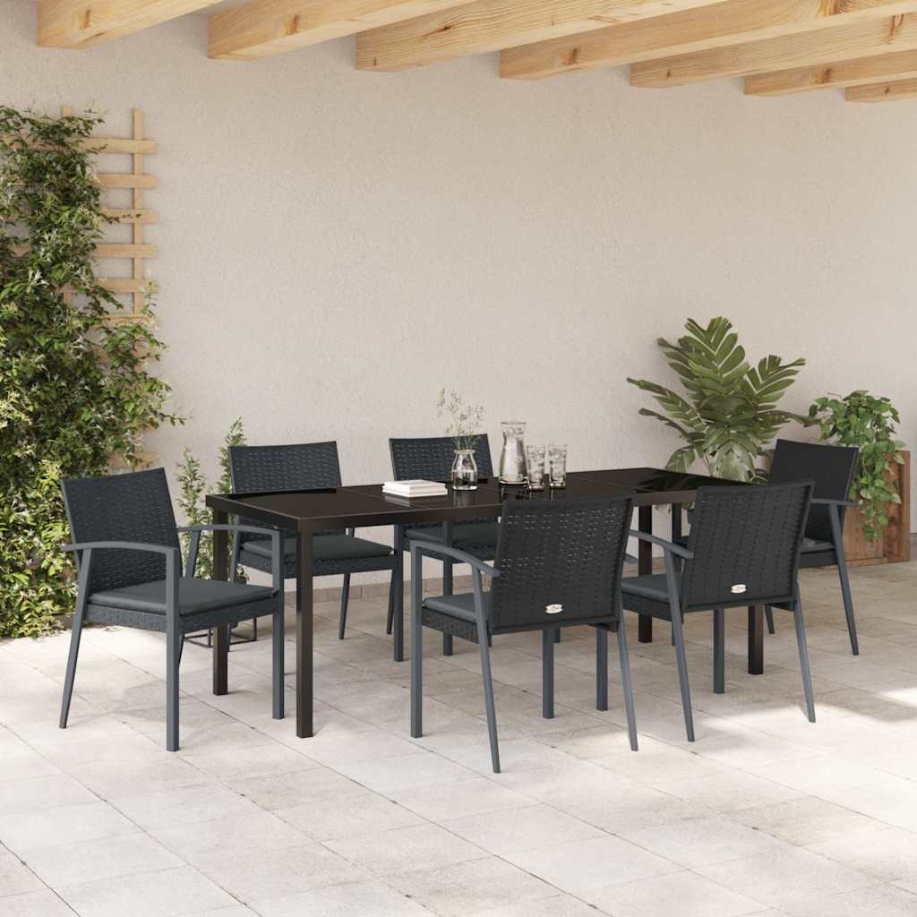 Ensemble de salle à manger pour jardin 7 pcs Noir et gris - XIOS