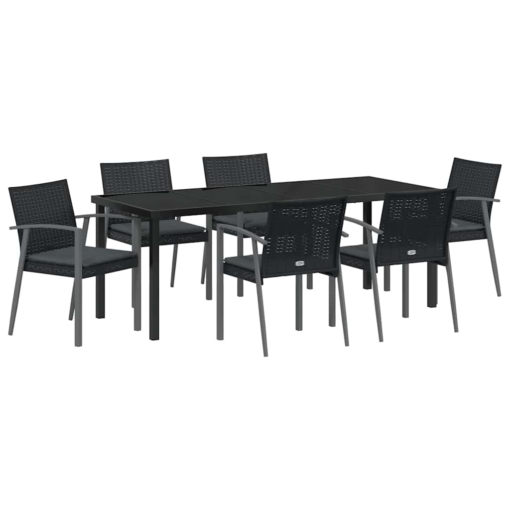 Ensemble de salle à manger pour jardin 7 pcs Noir et gris - XIOS