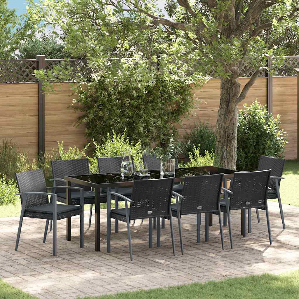 Ensemble de salle à manger pour jardin 9 pcs Noir et gris - XIOS