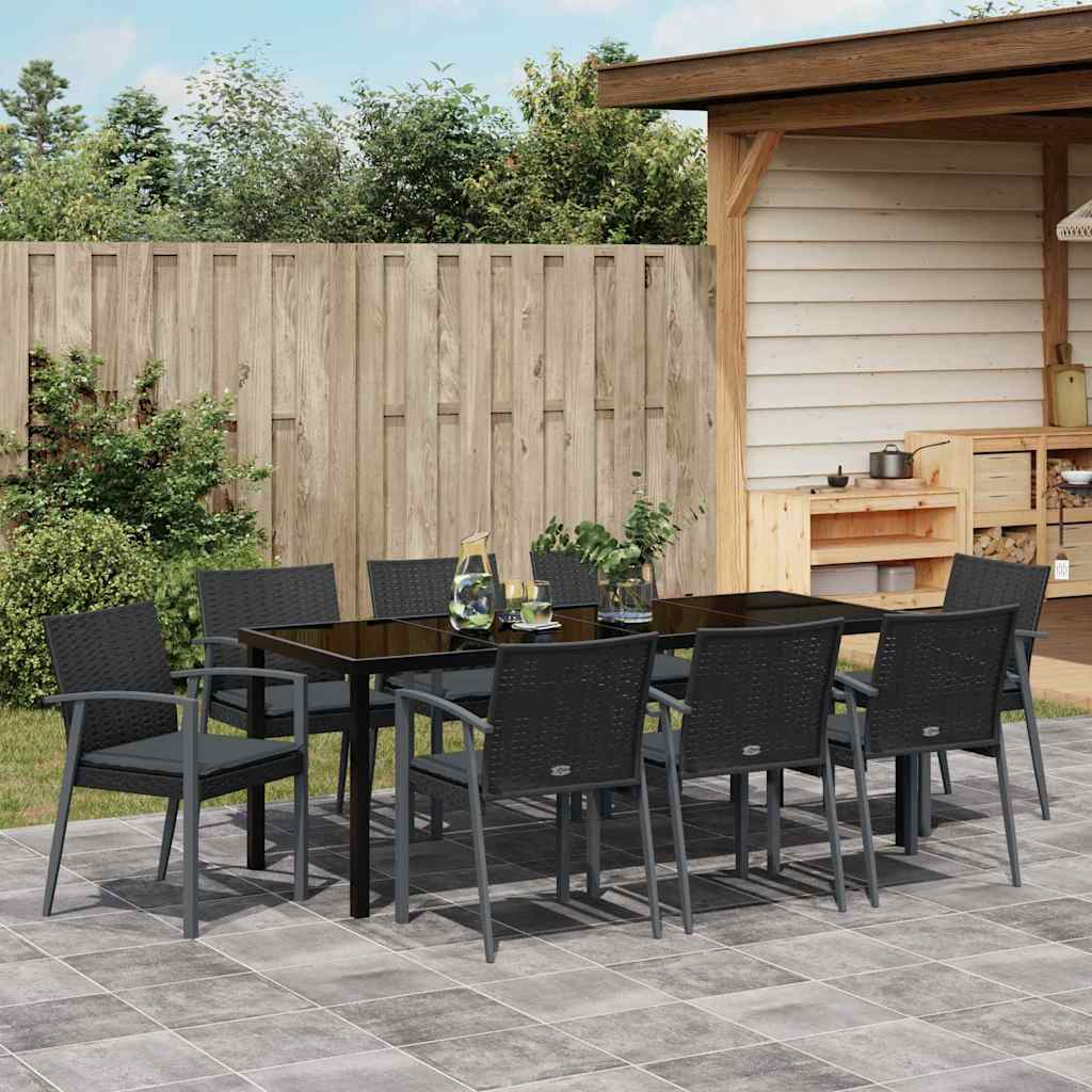 Ensemble de salle à manger pour jardin 9 pcs Noir et gris - XIOS