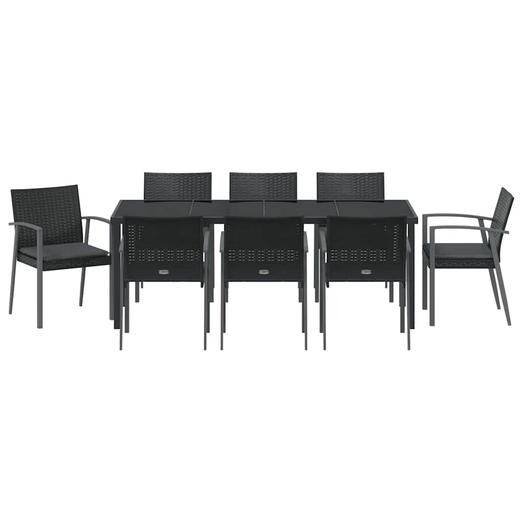 Ensemble de salle à manger pour jardin 9 pcs Noir et gris - XIOS