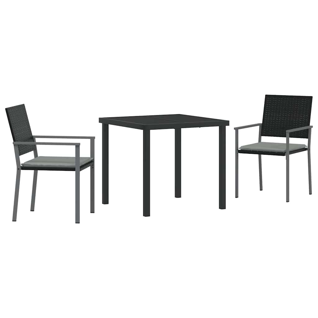 Ensemble de salle à manger pour jardin 3 pcs Noir et Gris Clair - XIOS