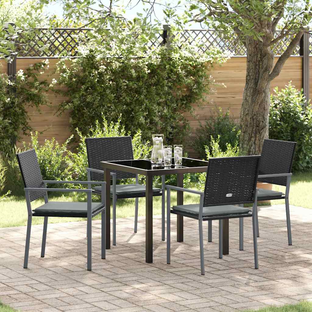 Ensemble de salle à manger pour jardin 5 pcs Noir et Gris Clair - XIOS